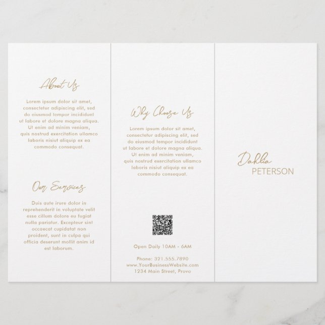 Simple Elegant Gold Contemporary QR Code Modern Flyer (Front)