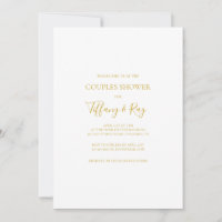 Simple Elegant Gold Couples Shower Invitation