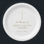 Simple Elegant Gold Cross Baptism Christening Paper Plate<br><div class="desc">Our Simple Elegant Gold Cross Baptism paper plates features a faux gold foil cross,  paired with modern type and beautiful script.</div>