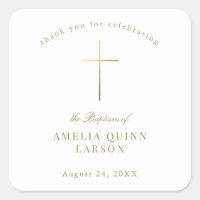 Simple Elegant Gold Cross Baptism Christening