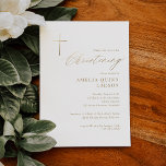 Simple Elegant Gold Cross Calligraphy Christening Invitation<br><div class="desc">Our Simple Elegant Gold Cross Calligraphy Christening Invitation features a faux gold foil cross,  paired with modern type and beautiful gold foil calligraphy script.</div>