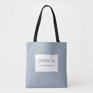 Simple Elegant Gold Dusty Blue Bridesmaid Tote Bag