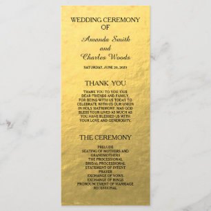 Simple Elegant Gold Faux Foil Wedding Programs Programme