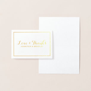 Simple Elegant Gold Foil Border Wedding Thank you Card