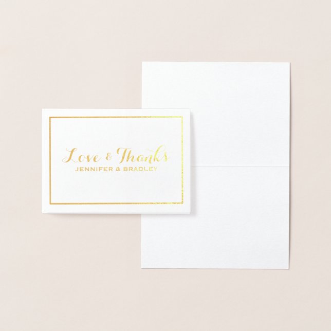 Simple Elegant Gold Foil Border Wedding Thank you Foil Card (Display)