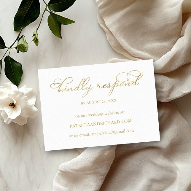 Simple Elegant Gold Foil Online Wedding RSVP Card (Creator Uploaded)