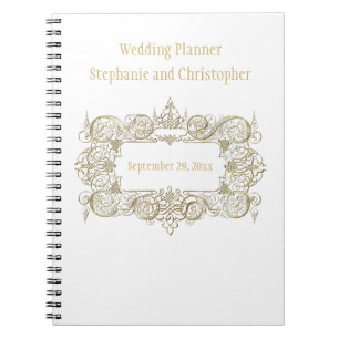 Simple Elegant Gold Frame Wedding Planner Bride  Notebook