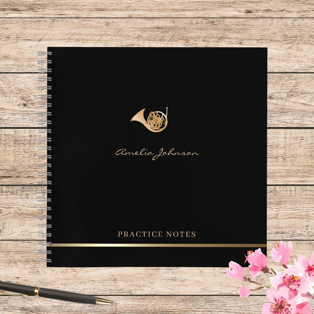 Simple Elegant Gold French Horn Musician Teacher Notebook (Creator Uploaded)