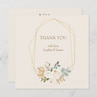 Simple Elegant Gold Geometric Frame  Thank You Card