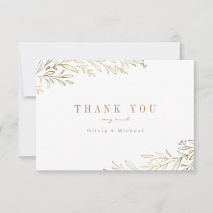Simple elegant gold gilded botanical thank you card