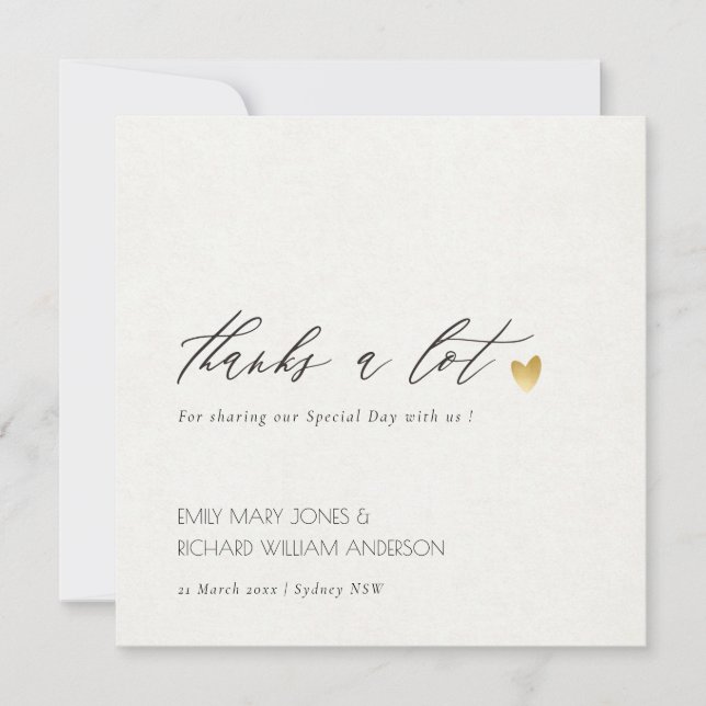 SIMPLE ELEGANT GOLD GREY TYPOGRAPHY THANK YOU CARD (Front)