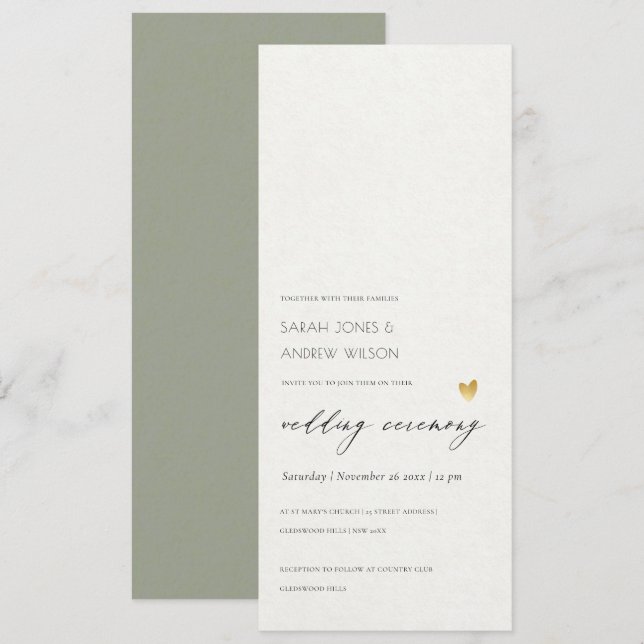 SIMPLE ELEGANT GOLD GREY TYPOGRAPHY wedding card (Front/Back)