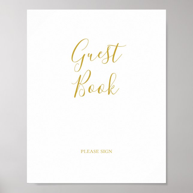Simple Elegant Gold Guest Book Sign (Front)