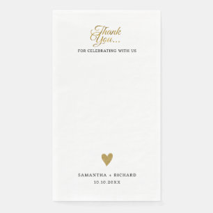 Simple Elegant Gold Heart Wedding Thank You Napkin