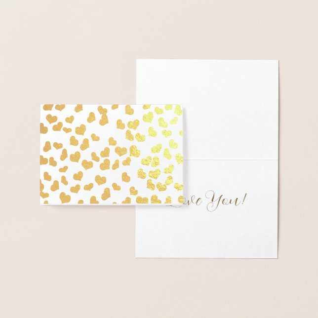 Simple Elegant Gold Hearts Valentine's Day  Foil Card (Display)