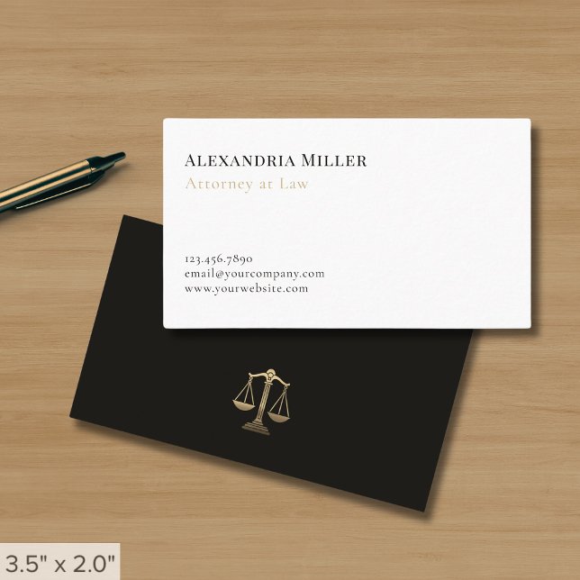 Simple Elegant Gold Justice Legal Business Card (Creator Uploaded)