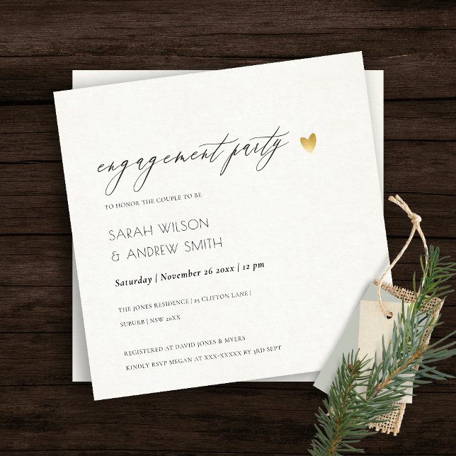 SIMPLE ELEGANT GOLD KRAFT TYPOGRAPHY Engagement Invitation (Creator Uploaded)