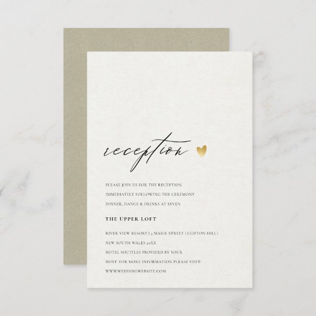 SIMPLE ELEGANT GOLD KRAFT TYPOGRAPHY RECEPTION INVITATION (Front/Back)