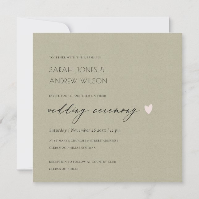 SIMPLE ELEGANT GOLD KRAFT TYPOGRAPHY WEDDING INVITATION (Front)
