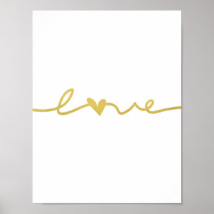 Simple Elegant Gold Love Script Poster