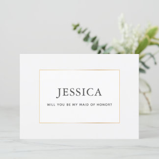 Simple Elegant Gold Maid of Honour Proposal Card