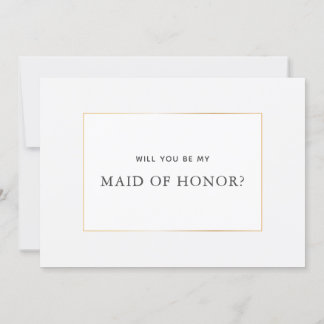 Simple Elegant Gold Maid of Honour Proposal Card