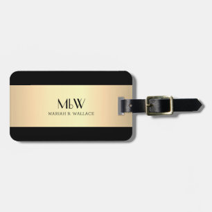 Simple Elegant Gold Metal monogrammed Name  Luggag Luggage Tag