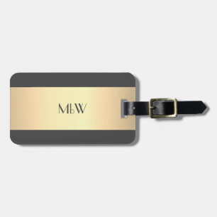 Simple Elegant Gold Metal monogrammed Name Luggag Luggage Tag