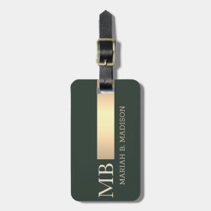 Simple Elegant Gold Metal monogrammed Name  Luggage Tag