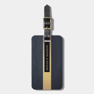 Simple Elegant Gold Metal monogrammed Name  Luggage Tag
