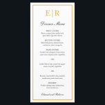 Simple Elegant Gold Monogram Formal Wedding Menu<br><div class="desc">Elegant wedding menu with your monogram and a border in faux gold.  The headers  and your names are in calligraphy.  These simple and classic wedding menus are great for a formal wedding.</div>