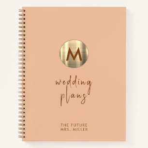 Simple Elegant Gold Monogram Wedding Planning Notebook