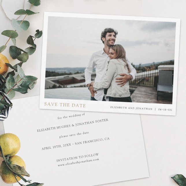Simple Elegant Gold Photo Wedding Save The Date (Creator Uploaded)