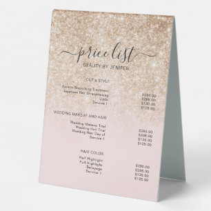 Simple Elegant Gold Pink Salon Price List