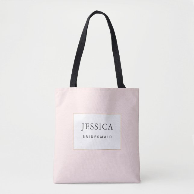 Simple Elegant Gold Pretty Blush Bridesmaid Tote Bag (Front)
