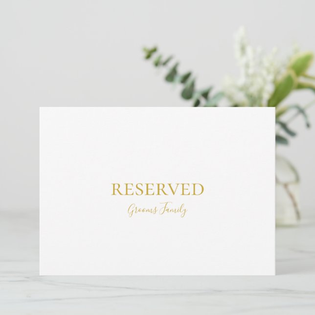 Simple Elegant Gold Reserved Sign (Standing Front)