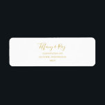Simple Elegant Gold Return Address Label<br><div class="desc">This simple elegant gold return address label is perfect for your modern minimalist white and gold wedding. The design features minimal contemporary gold font accompanied by formal calligraphy. Keep it as is,  or choose to personalise it with your own artwork or photos!</div>