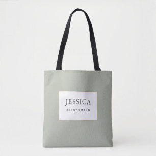 Simple Elegant Gold Sage Green Bridesmaid Tote Bag