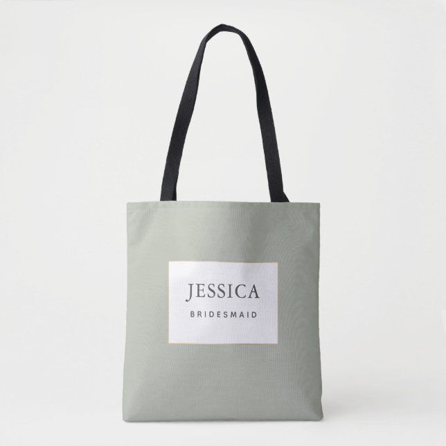 Simple Elegant Gold Sage Green Bridesmaid Tote Bag (Front)