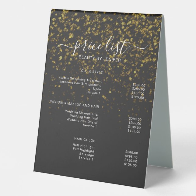 Simple Elegant Gold Salon Price List (Front)
