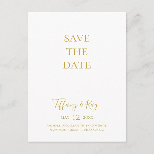 Simple Elegant Gold Save The Date Postcard (Front)
