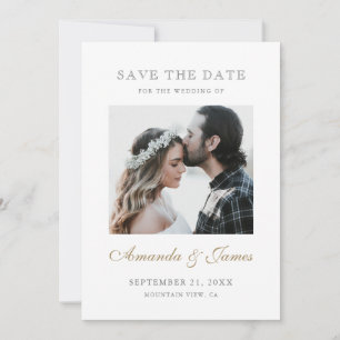 Simple Elegant Gold Script Photo Engagement Save The Date