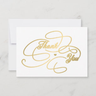 Simple elegant gold script thank you card