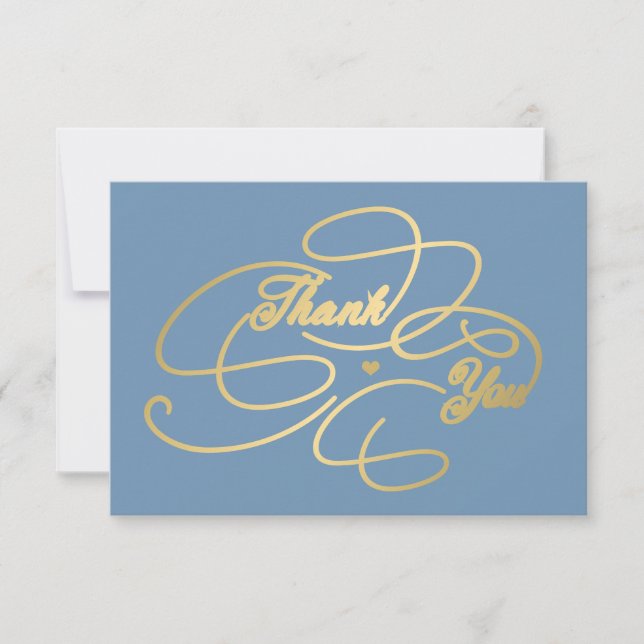 Simple elegant gold script  thank you card (Front)