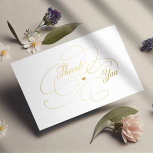 Simple elegant gold script thank you card