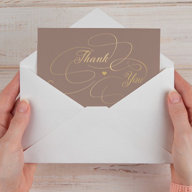 Simple elegant gold script thank you card (Creator Uploaded)