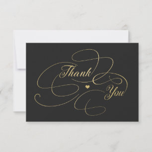 Simple elegant gold script thank you card