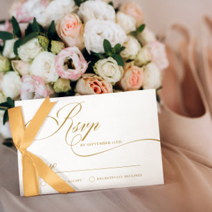 Simple Elegant Gold Script Wedding RSVP Invitation