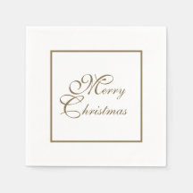 Simple Elegant Gold Script White Christmas Paper