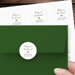 Simple Elegant Gold Shamrock White Wedding Classic Round Sticker<br><div class="desc">Simple elegant wedding stickers with bride and groom names and decorative gold shamrock. Perfect for envelope seals, favours, cupcake toppers etc. Modern and chic to co-ordinate with Irish themed wedding suites and a perfect match for my Shamrock Wildflower wedding collection (message me to create any co-ordinating items templates you need)....</div>